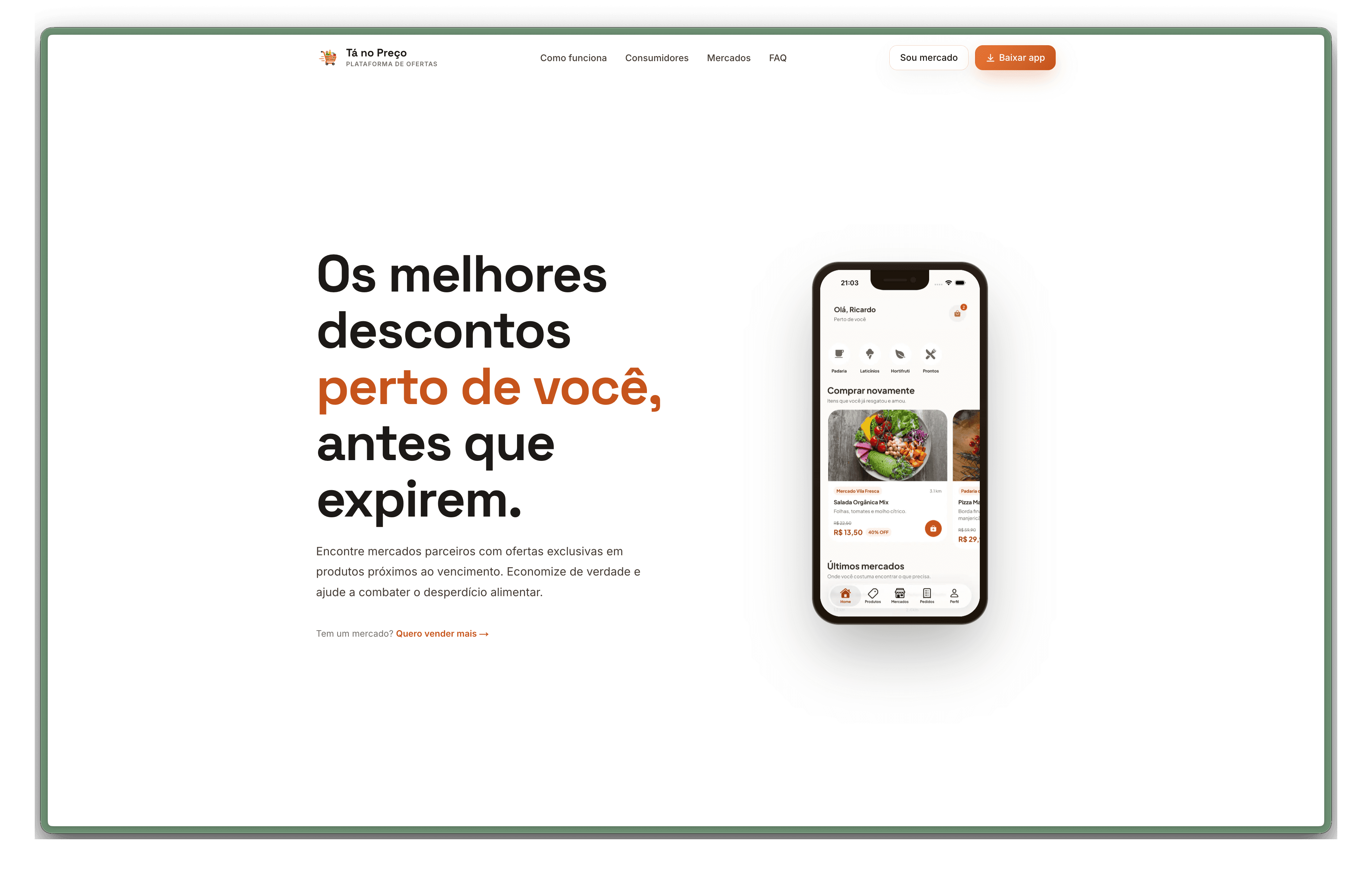 Screenshot do projeto Tá no Preço